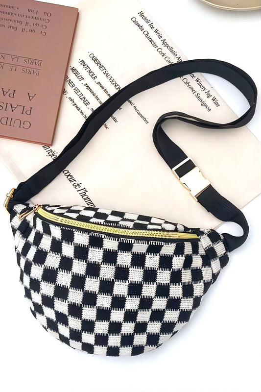 Black and White Checkered Bum Bag
