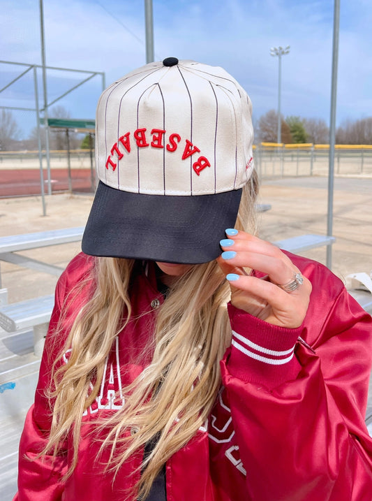 Baseball - Red On Black Stripe Vintage Hat
