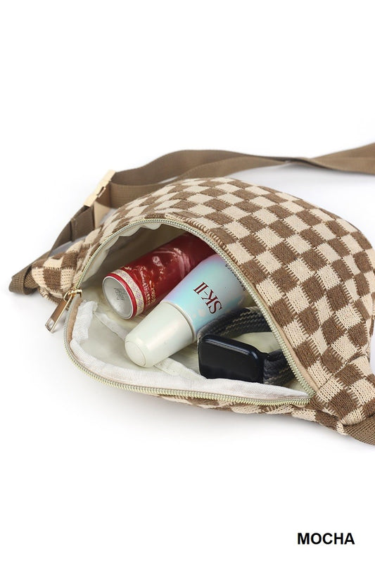 Mocha Checkered Bum Bag