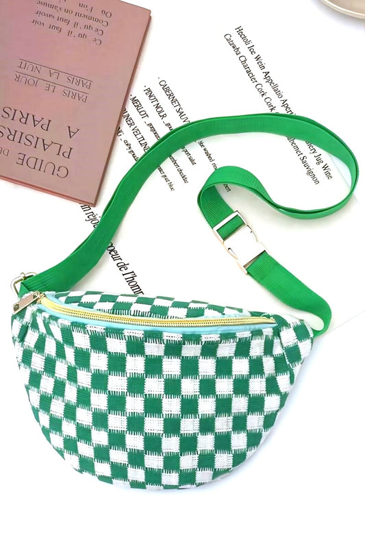 Green and White Checkered Bum Bag